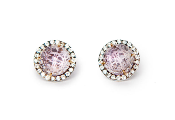 Pink Amethyst Round Earrings