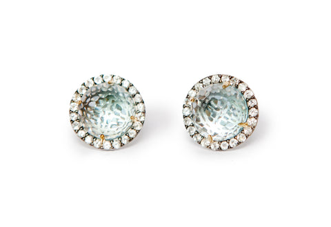 Blue Topaz Round Earrings