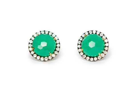 Chrysoprase Round Earrings