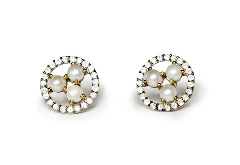 Three-Stone Pearl Earrings