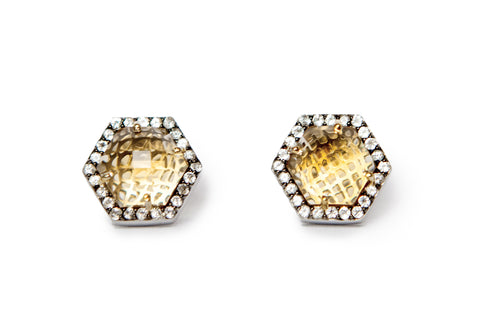 Citrine Hexagon Earrings