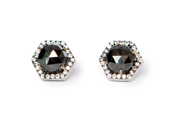 Hematite Hexagon Earrings